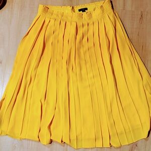 J. Crew Sunlit Yellow pleated, high waisted, midi Skirt
